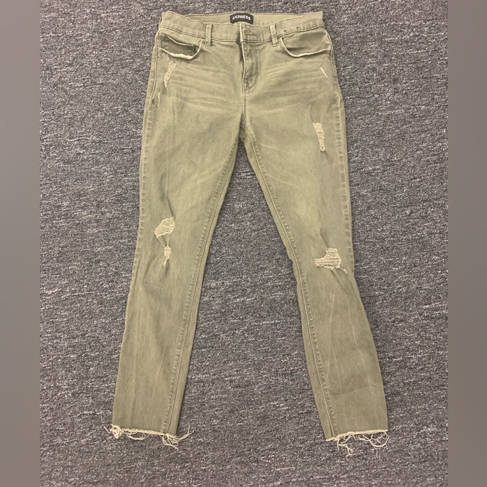Express Distressed Olive Jeans